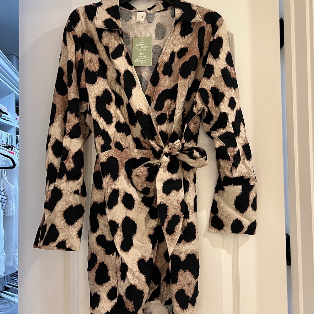 H&M Animal Print Wrap Mini Dress